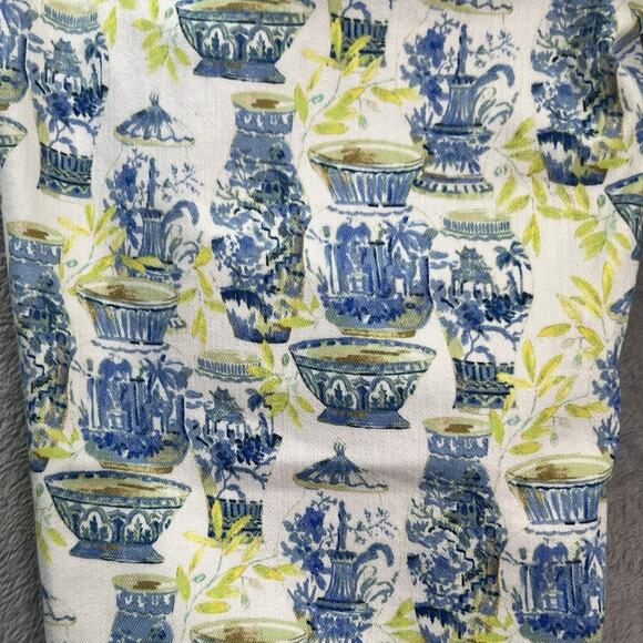 Talbots Jeans Womens Slim Ankle 10 Blue Green Watercolor Vases Pants Stretch++ - Picture 8 of 15